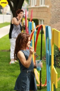 Participants painting.