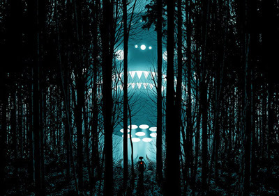 E.T.'s spaceship leaving him behind