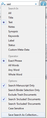 Scriv Collection Save Search Results