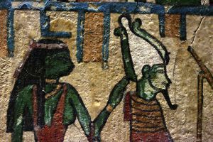 Isis and Osiris, from a stele now in the Louvre, photo by Rama