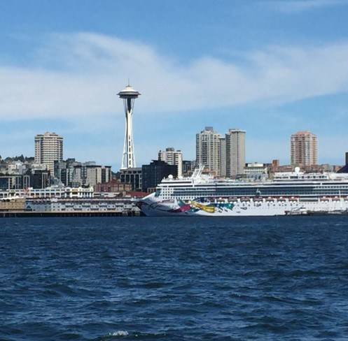 Space Needle and cruise ship