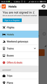 ClearTrip-App-Main-Page