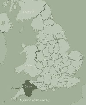 The county of Devon in south-west England
