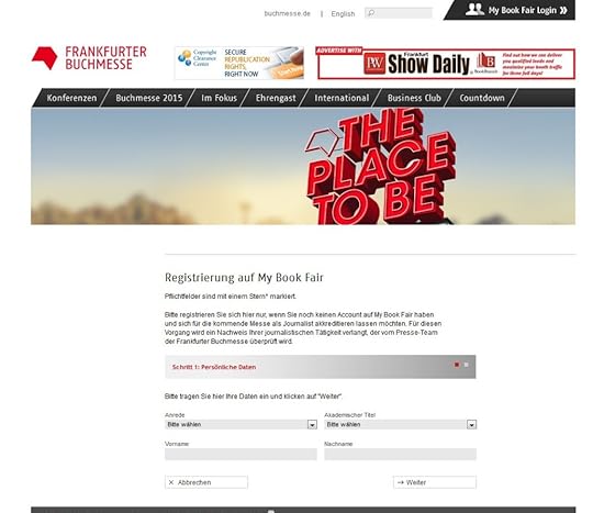 akkreditierungsseite der frankfurter Buchmesse