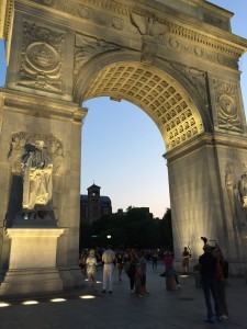 Washington Square Arch at dusk