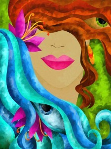 viso di donna con capelli color rame