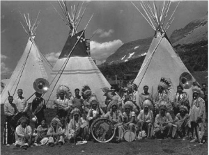 Blackfeet at the July 15, 1933 dedication of Going to the Sun Road, photo by George A. Grant, NPS photo archives.