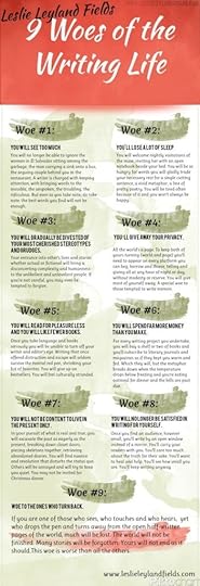9 Woes of the WritingLife - infographic credit to Leslie Lanfields