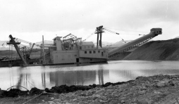 Large scale equipment replaced the lone 49er. The Gold Rush TV series featured a similar dredge last season, in use today.