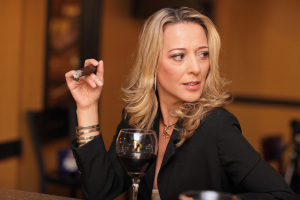 Woman smoking a cigar