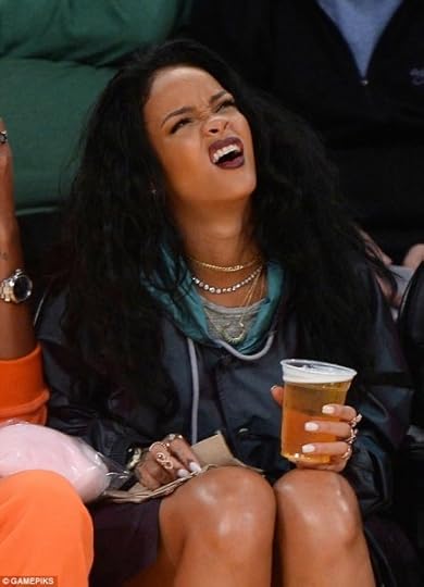 Rihanna looking up in disgust and confusion