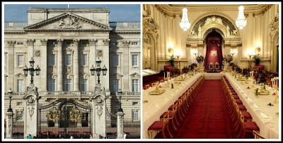 A Royal Welcome at Buckingham Palace - the front of Buckingham Palace and the Ballroom laid out for a state banquet Photos © Andrew Knowles