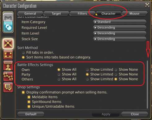 ffxiv system character battle effects
