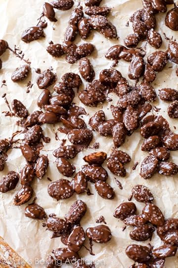 How to make Dark Chocolate Sea Salt Almonds-- a chocolate treat to feel good about! sallysbakingaddiction.com
