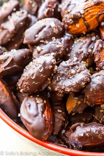 How to make Dark Chocolate Sea Salt Almonds-- a chocolate treat to feel good about! sallysbakingaddiction.com