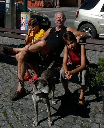 Resting on a bench at the village of Vrachlabi.