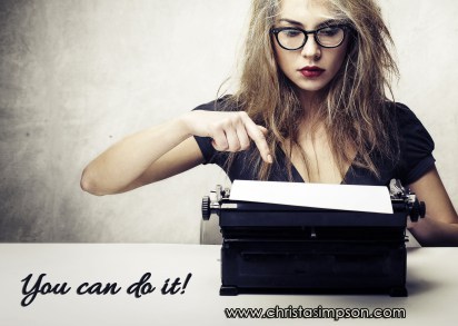 blonde journalist with typewriter