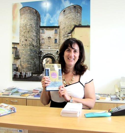 Roberta in the Tuorist Information office in Lucca.