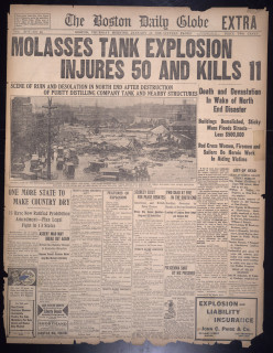 1919 newspaper headline about the Boston molasses disaster