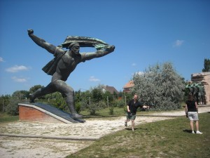 My son Matt offers his impression of massive Socialist statue in Budapest