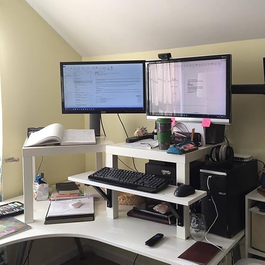 One screen for writing, one for research.