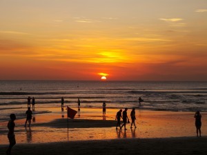 Kuta Beach on sunset