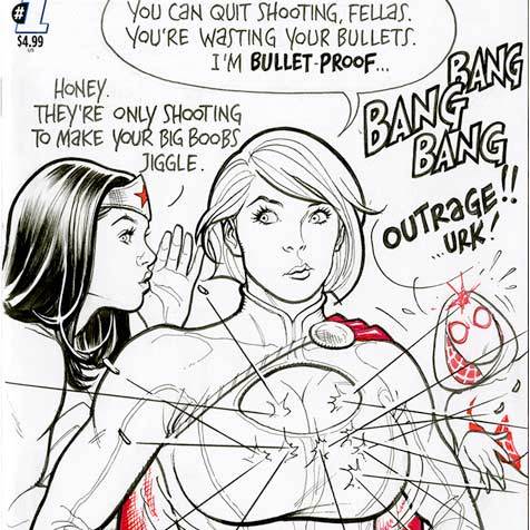 Frank Cho Power-Girl Wonder Woman sketch cover