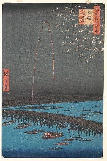 Fireworks festival (woodblock print)