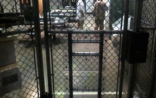 Prisoners in Guantanamo's Camp 6, photographed on a press visit by Jason Leopold. 