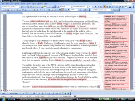 a screen shot of Gorky Park's first page, with my commentary