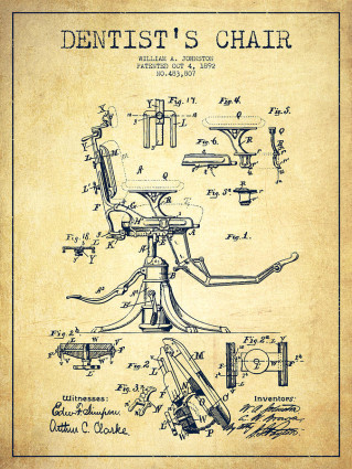 Dental Chair Patent Drawing, 1892
