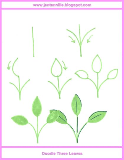 Three Leaves Doodle Drawing Lesson