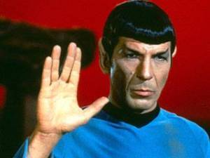 Actor, Leonard Nimoy, as the iconic character, Mr. Spock