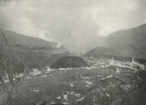 A river of mud pouring from La Soufrière. Photograph by Israel C. Russell, July 1902, scanned from my copy of the magazine.