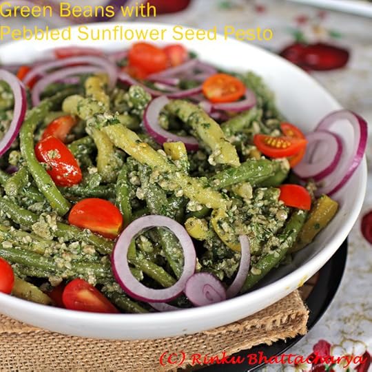 Green Beans with Pebbled Sunflower Seed Pesto