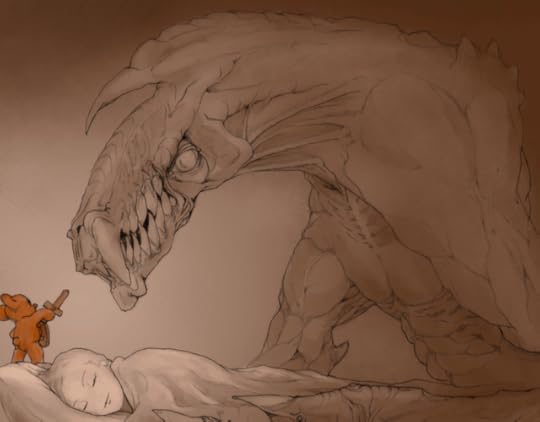 Teddy Bear Protecting His Child From A Monster by Alx
