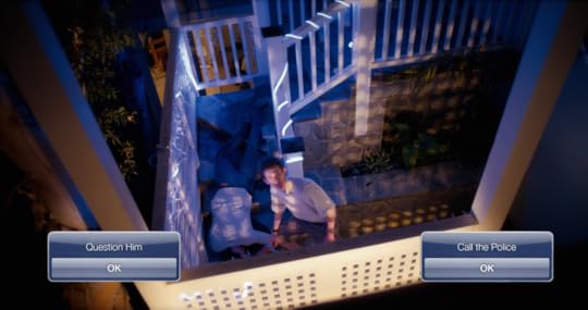 A still from episode 1, with two choices