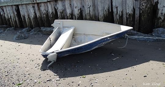 The high winds and waves slashed this boat in half. Many boats were lost; ours was safe onshore.