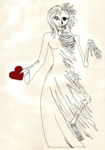 heart skeleton woman