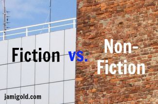 Modern building beside old brick building with text: Fiction vs. Non-Fiction