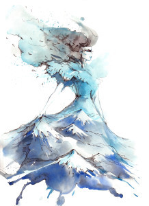 mountains in the form of evening dress