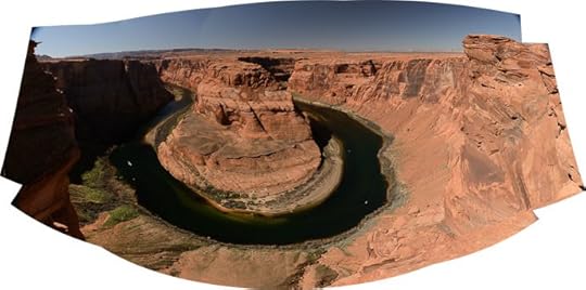 Panorama Made From 10 poorly-planned shots -- Horseshoe Bend -- Page, Arizona, United States -- Copyright 2015 Jeffrey Friedl, http://regex.info/blog/ -- This photo is licensed to the public under the Creative Commons Attribution-NonCommercial 4.0 International License http://creativecommons.org/licenses/by-nc/4.0/ (non-commercial use is freely allowed if proper attribution is given, including a link back to this page on http://regex.info/ when used online)