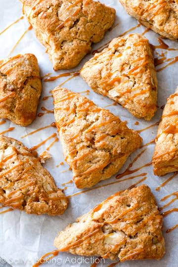 Homemade apple cinnamon scones with crunchy tops, warm centers, and caramel drizzles. They're really easy!