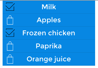 Menu with checkboxes.