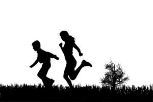 Vector silhouette of family.