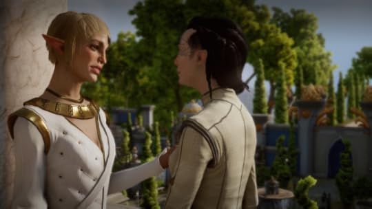 My inquisitor and Sera on their wedding day in Dragon Age: Inquisiton