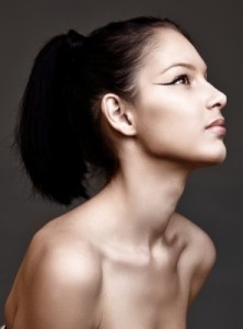 woman looking up