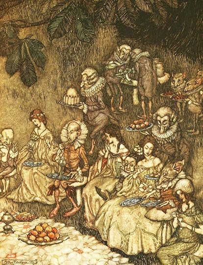 Faeries and berries by Arthur Rackham