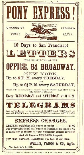 Poster from the Pony Express, advertising fast mail delivery to San Francisco. Image created December 31, 1859. [Image: Public Domain]