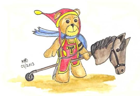 Tristan the Teddy Bear riding a Hobby Horse by Nick Davis